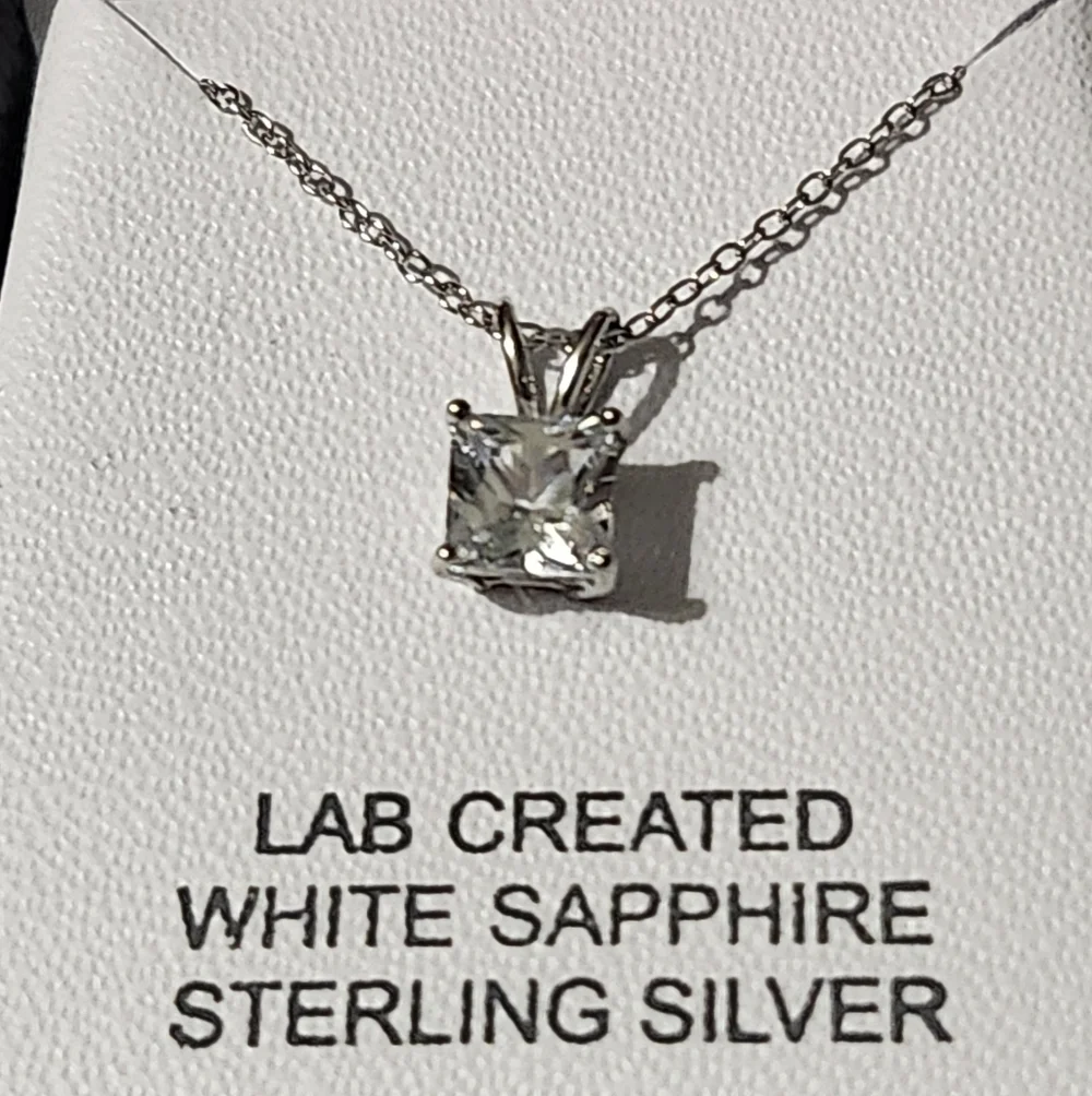 Macy's Sterling Silver Necklace with White Sapphire